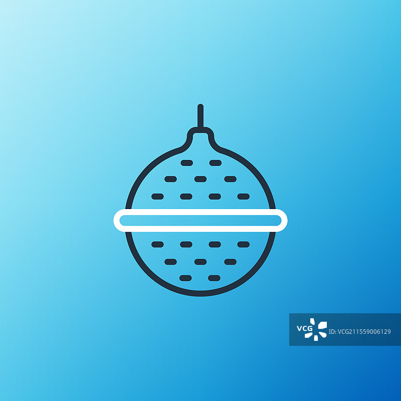 蓝色背景上的线条球茶滤器图标图片素材