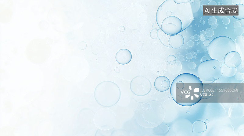 【AI数字艺术】梦幻蓝色油滴气泡背景图片素材