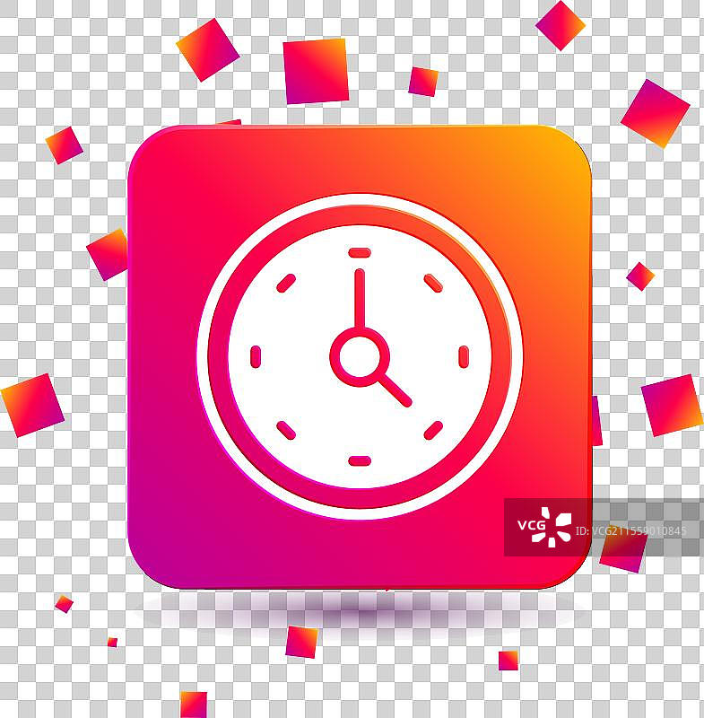 白色时钟图标，背景为白色图片素材