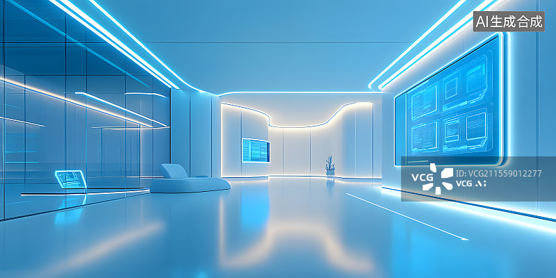 【AI数字艺术】科技空间建筑设计背景图片素材