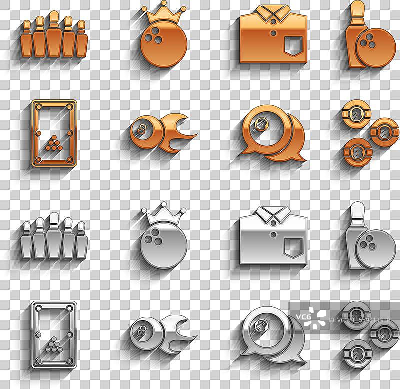 台球球、保龄球瓶和桌子衬衫图片素材