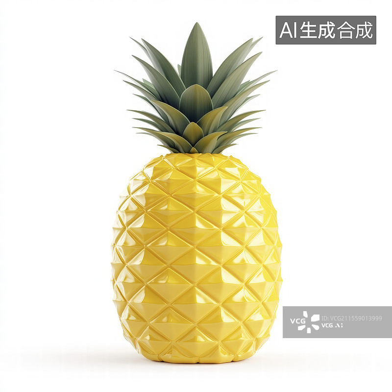 【AI数字艺术】白色背景下立体菠萝的特写镜头图片素材