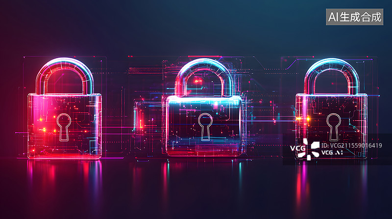 【AI数字艺术】网络安全防护密码锁头图片素材