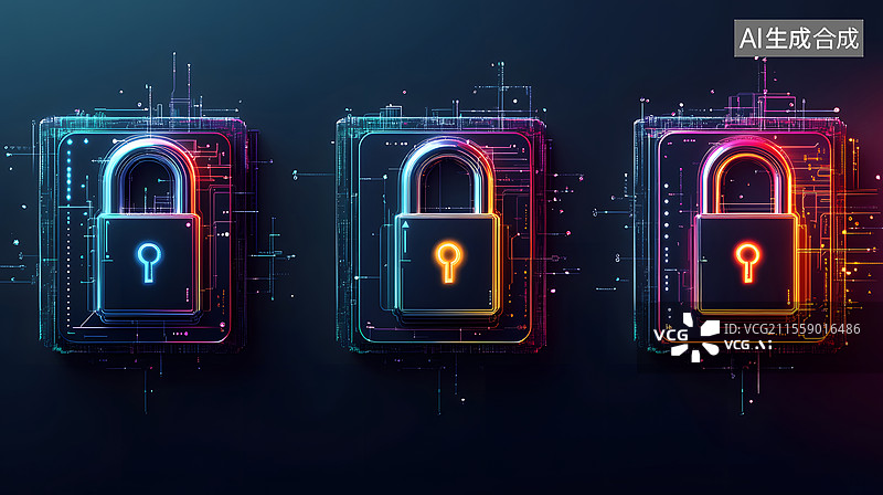 【AI数字艺术】网络安全防护密码锁头图片素材