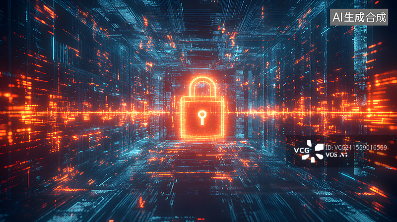 【AI数字艺术】网络安全防护密码锁头图片素材