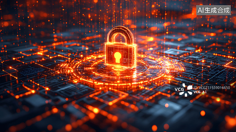 【AI数字艺术】网络安全防护密码锁头图片素材