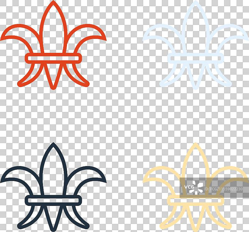 流行艺术风格的百合花图标，独立于背景色彩之上图片素材