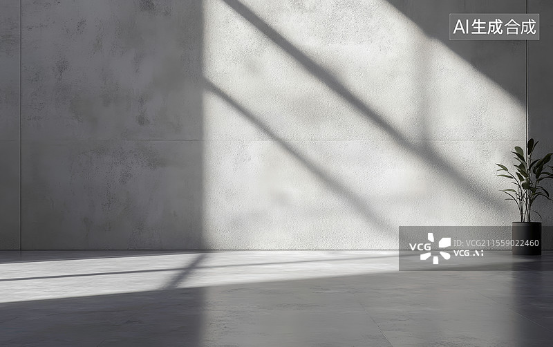 【AI数字艺术】室内光影混凝土墙面背景图片素材