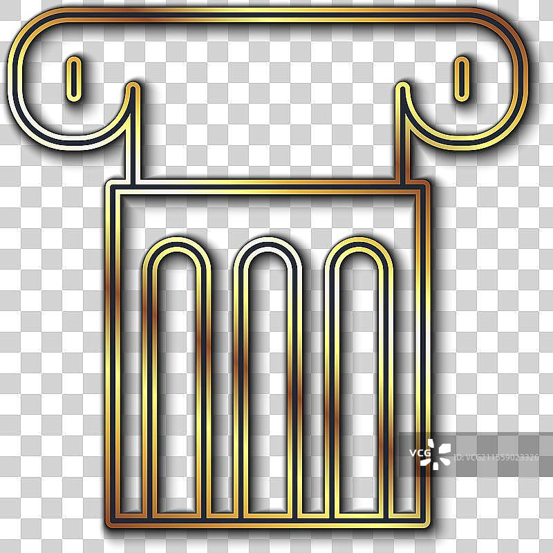 黑色背景上的金色古代柱子图标图片素材