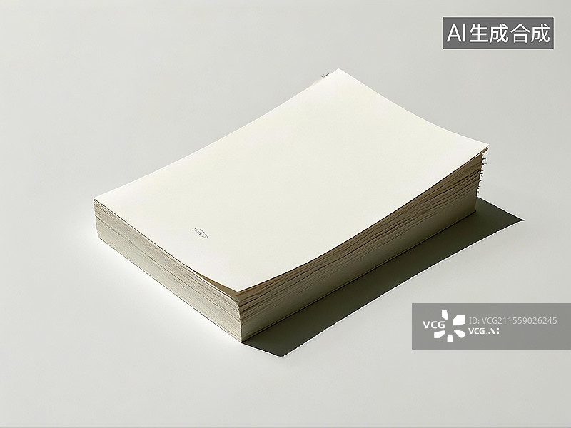 【AI数字艺术】纯色背景下一叠打印纸复印纸A4纸张特写图片素材