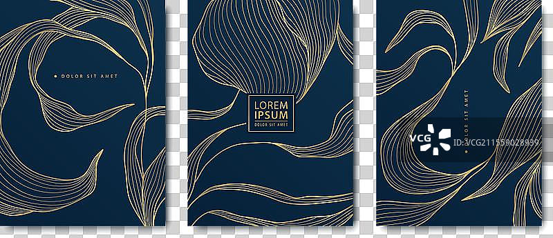 奢华金叶背景花卉组合图片素材