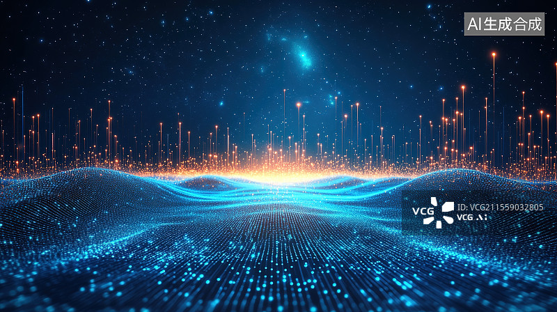 【AI数字艺术】梦幻般的光影山脉图片素材