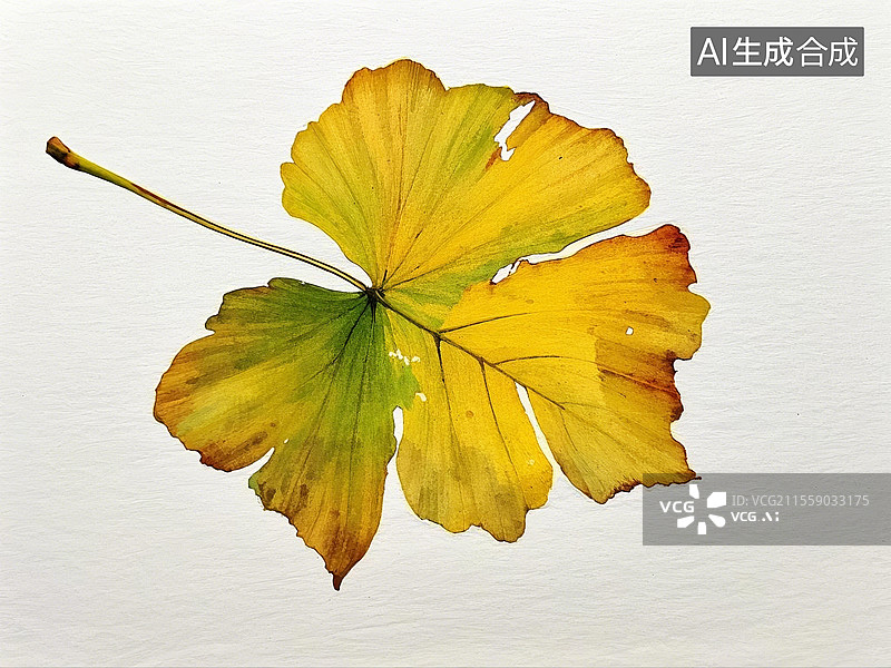 【AI数字艺术】一片银杏叶子特写图片素材