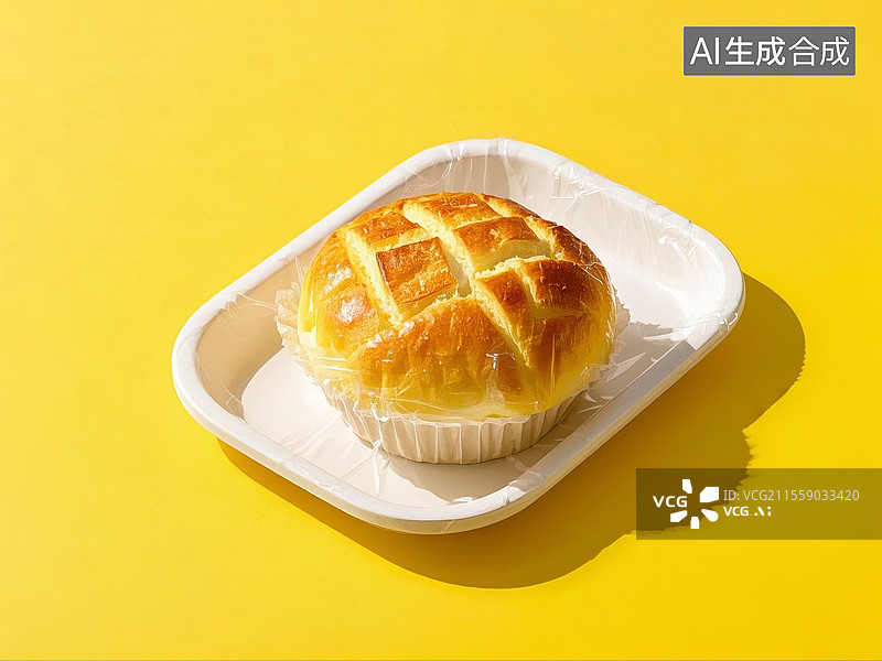 【AI数字艺术】港式菠萝包特写图片素材