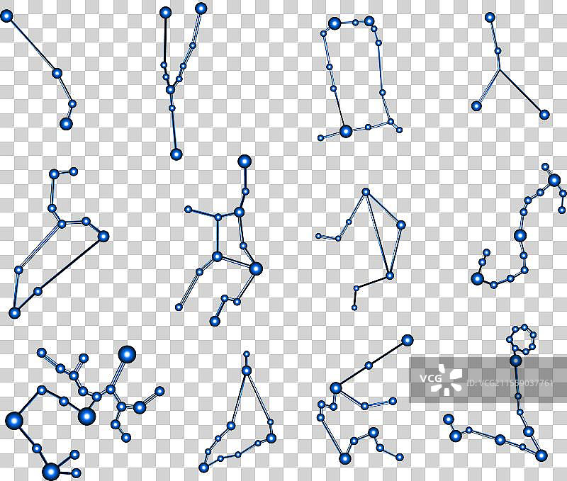 一组星座的黄道带星座图片素材