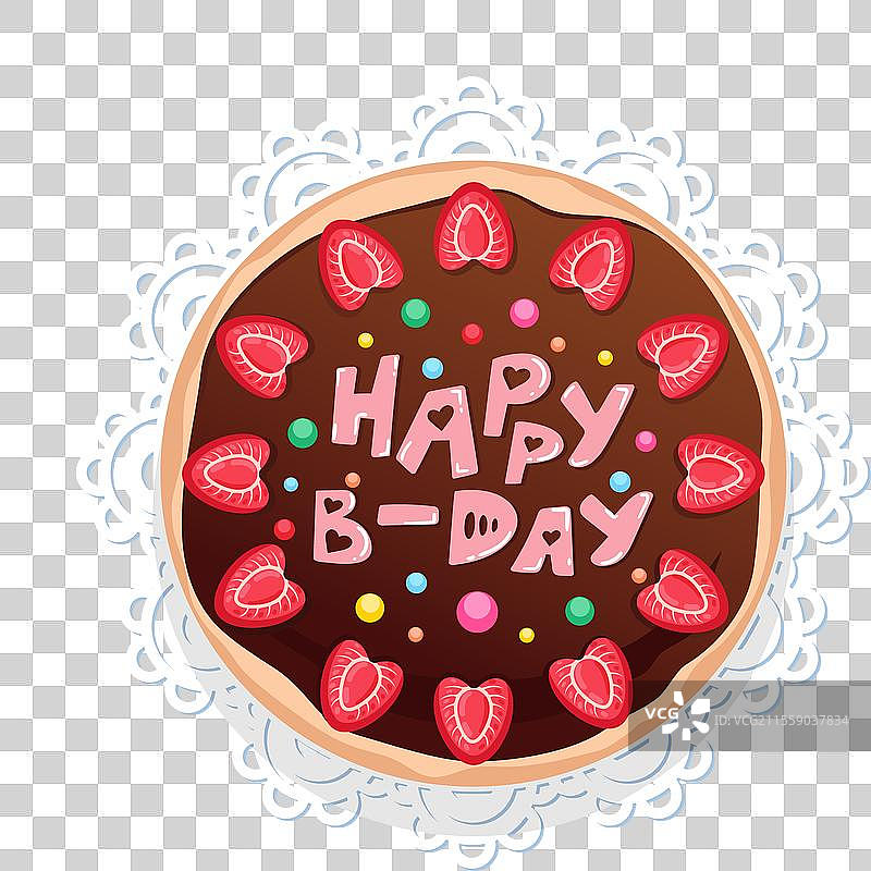 草莓装饰的生日蛋糕图片素材