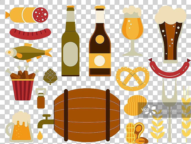精酿啤酒与小吃设计元素合集图片素材