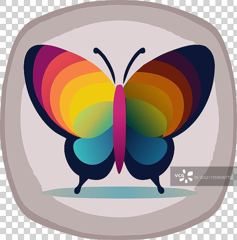 米色背景上的彩色蝴蝶图标图片素材