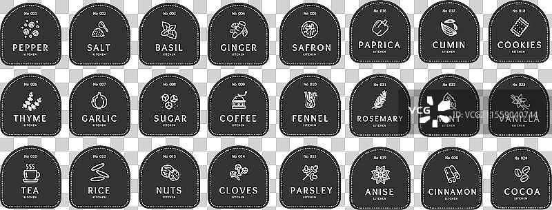 黑色香料食品标签，用于标记图片素材