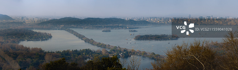 九曜山观西湖全景图片素材