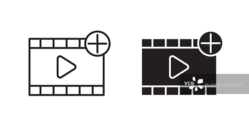 在白色背景上添加填充和轮廓视频图标图片素材