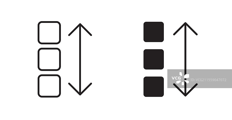 应用程序的填充和轮廓图标在白色背景上排序图片素材