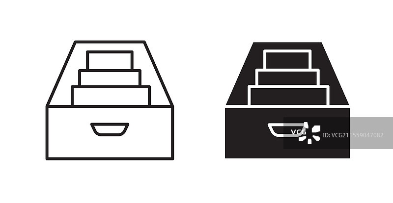 白色背景上的填充和轮廓图标档案图片素材