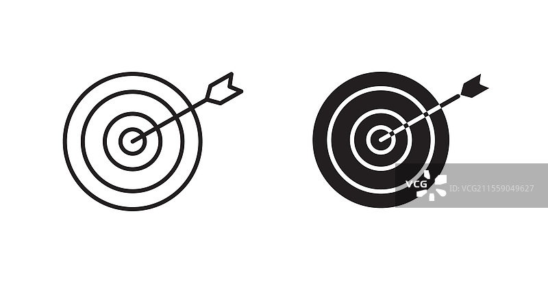白色背景上的填充和轮廓靶心图标图片素材
