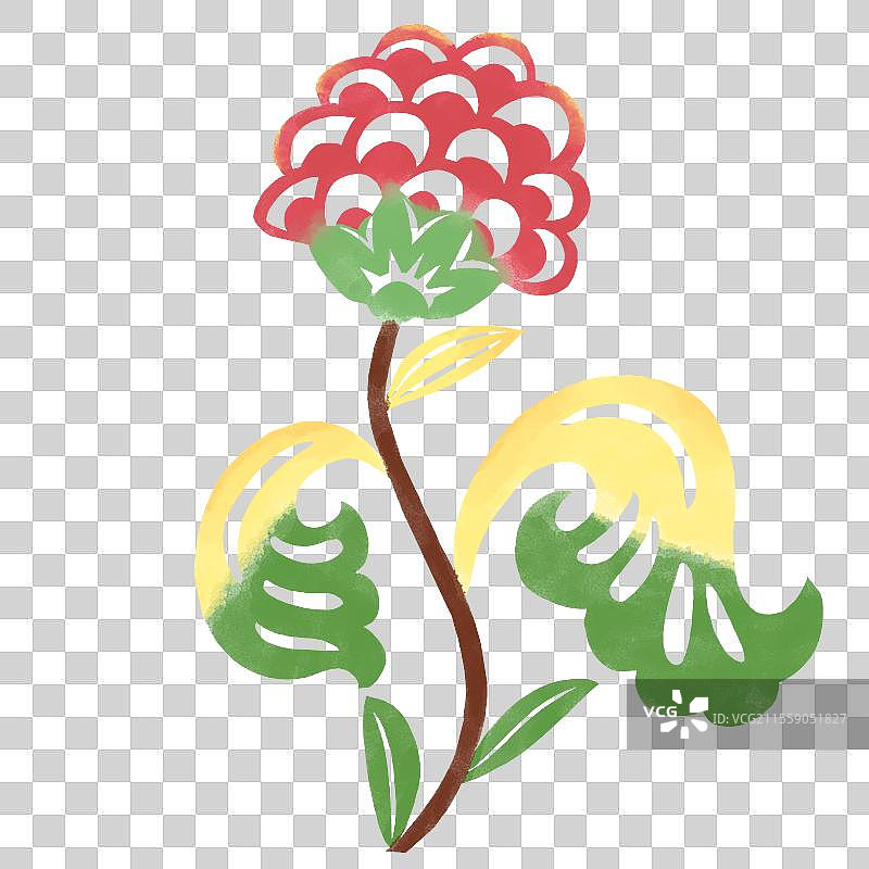 非遗套色剪纸花卉图片素材