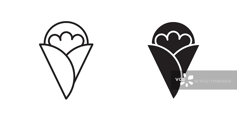 白色背景上的填充和轮廓可丽饼图标图片素材