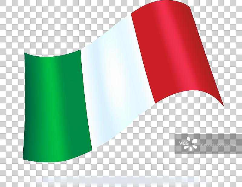 闪亮的缎面意大利国旗在空中飘扬图片素材