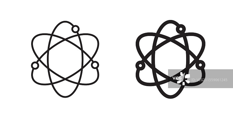 白色背景上的物理学填充和轮廓图标图片素材