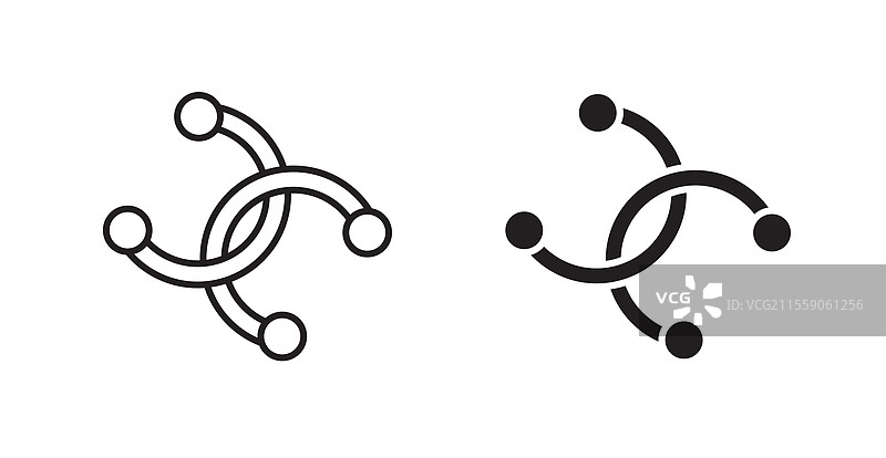 白色背景上的穿孔填充和轮廓图标图片素材