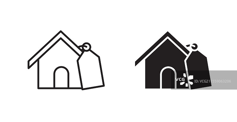 出售或出租房屋的填充和轮廓图标图片素材