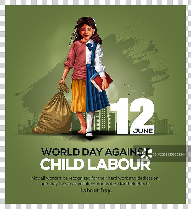 反对儿童劳动世界日的概念与儿童图片素材