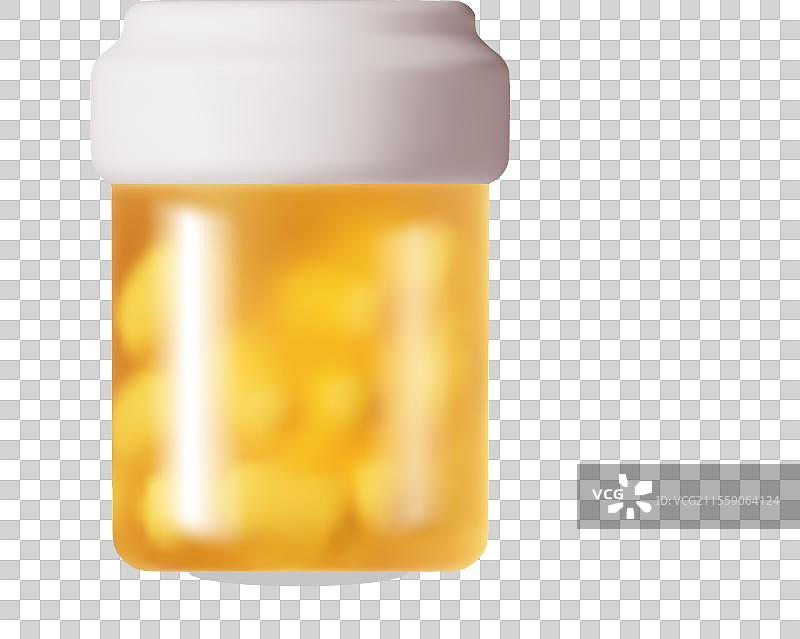 装满药丸的3D玻璃瓶图片素材