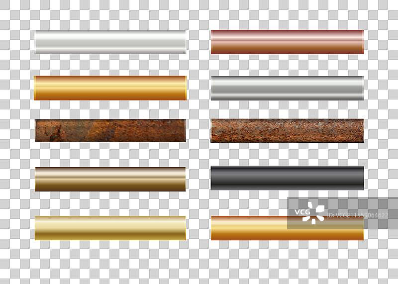 背景上孤立的生锈铬管道套件图片素材