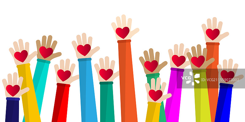 手握爱心，志愿服务与捐赠图片素材