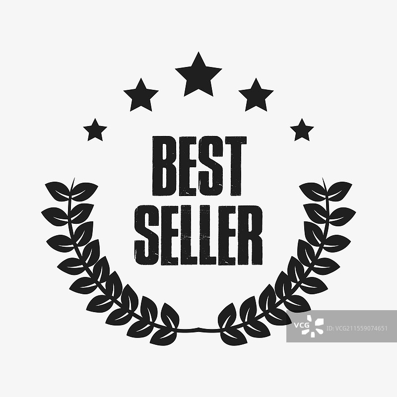畅销书图标设计，带有月桂树的畅销书标志图片素材