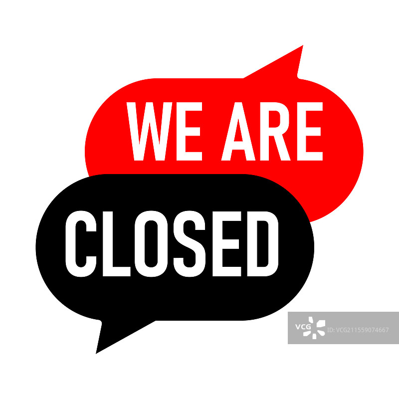 我们关闭了，孤立在括号中的贴纸图标图片素材