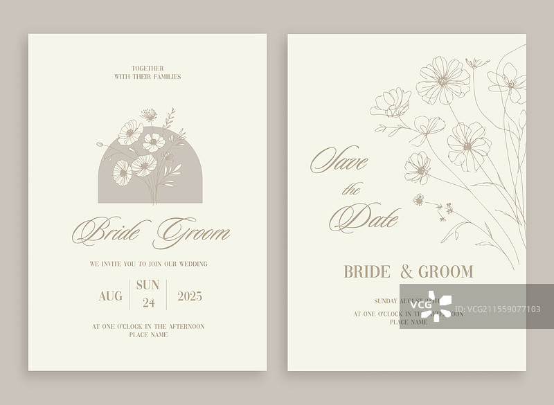 定制花卉的婚礼邀请卡图片素材