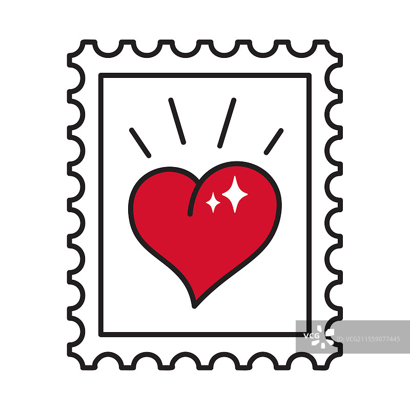 带有皇冠的心形涂鸦邮票平面图图片素材