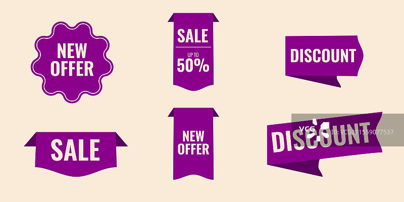 不同形状的促销销售横幅套件图片素材