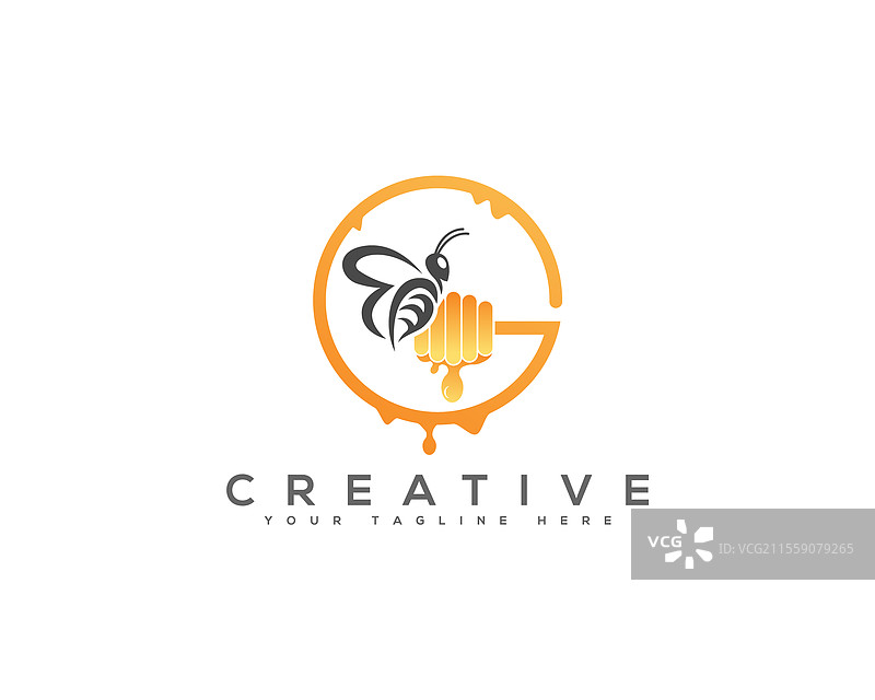 抽象自然有机蜂蜜标志设计图片素材