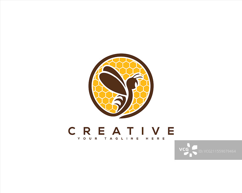 抽象自然有机蜂蜜标志设计图片素材