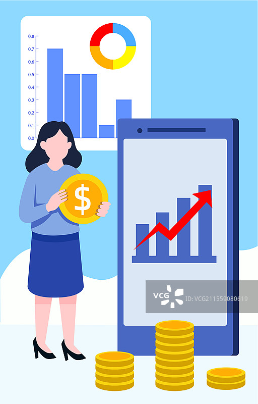 扁平化商务人士办公金融插画图片素材