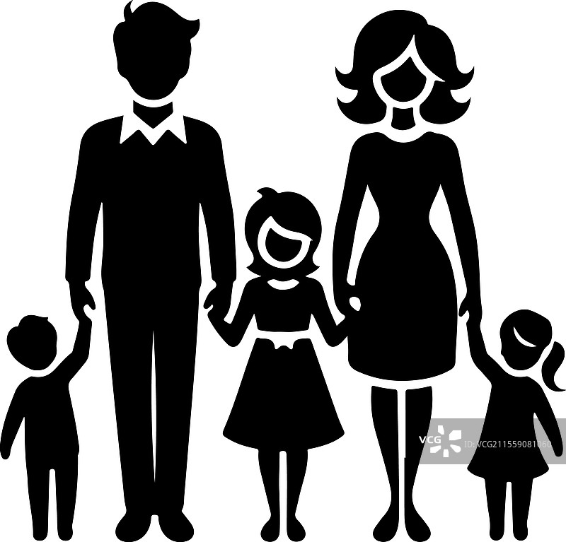 充满爱的家庭剪影艺术图片素材