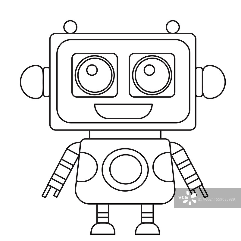 机器人安卓儿童涂色书图片素材