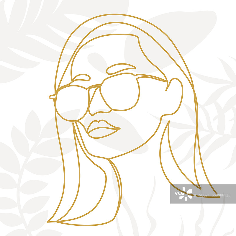 女孩肖像线条画孤立图像图片素材