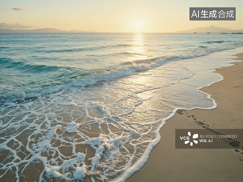 【AI数字艺术】海边日出图片素材